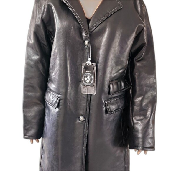GV Designer Black Leather Women's Coat HAND MADE IN ITALY. New With Tag - Picture 1 of 16